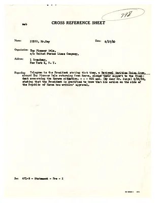 Cross Reference Memorandum