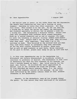 Dr. Hans Eggendoerfer interview notes