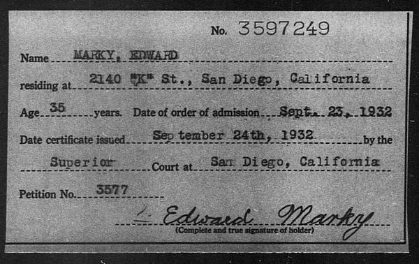 Marky, Edward - 1932