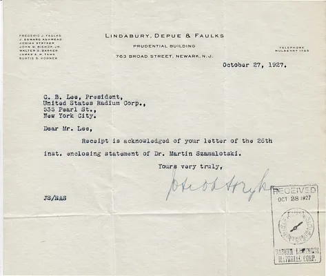 Letters Received to C.B. Lee, October 27, 1927