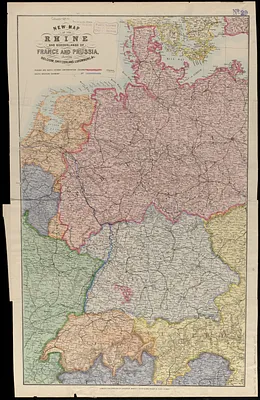 New map of the Rhine and borderlands of France and Prussia, shewing Belgium, Switzerland, Luxemburg, &c.