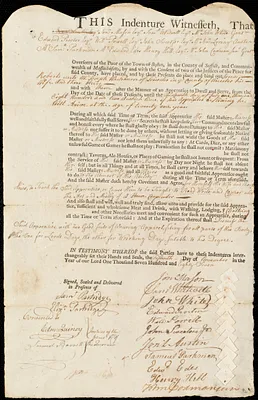 James Roberts indentured to apprentice with Joseph Washburn of Leicester, 15 November 1787