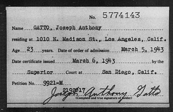 Gatto, Joseph Anthony - 1943