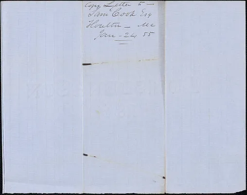 Copy of a letter from Ebenezer Bradbury to Samuel Cook, 24 January 1855