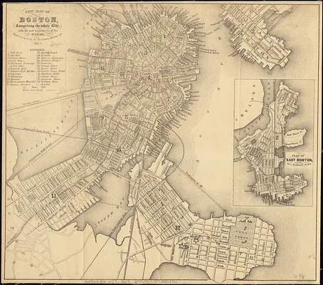 New map of Boston, comprising the whole city, with the new boundaries of the wards