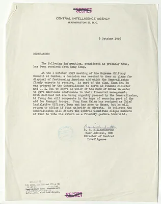 Memorandum from R. H. Hillenkoetter