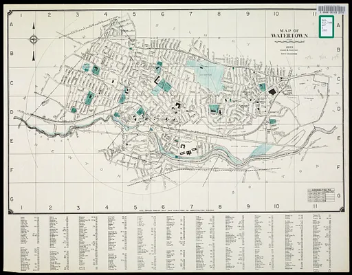 Map of Watertown, 1953 corrected to 1965