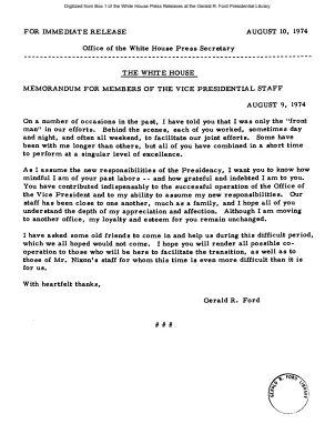 Memorandum for Members of the Vice Presidential Staff