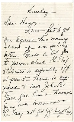 Letter from Bess W. Truman to Harry S. Truman
