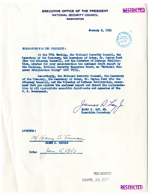 Memorandum from James S. Lay, Jr. to President Harry S. Truman