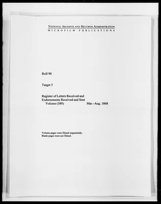 Register of Letters Received and Endorsements Received and Sent
