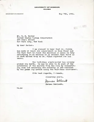 Letters Received to H.H. Barker, May 7, 1931