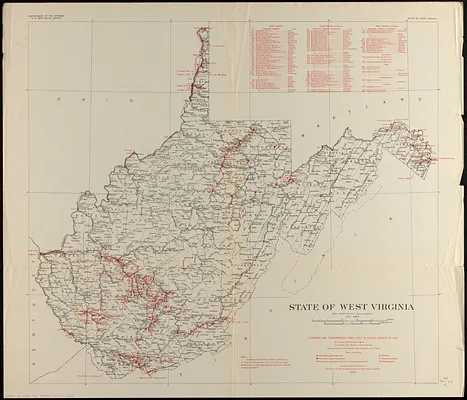 State of West Virginia, stations and transmission lines used in public service in 1921