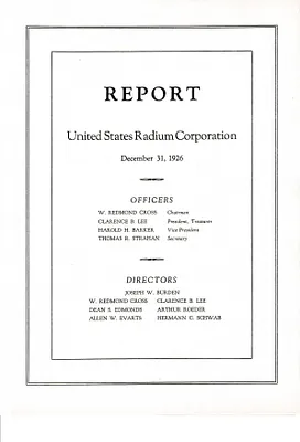 Report, December 31, 1926