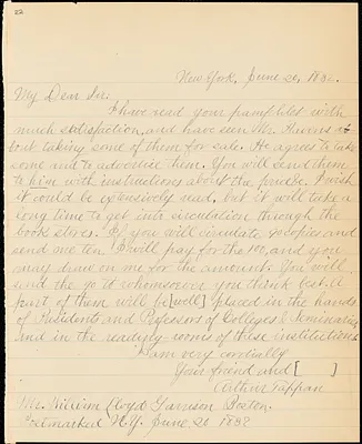 Letter from Arthus Tappan, New York, [New York], to William Lloyd Garrison, 1832 June 20