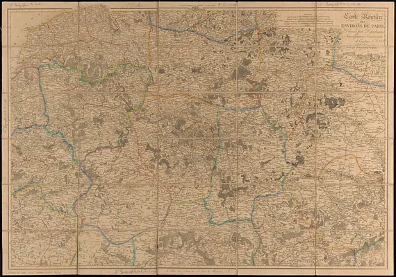 Carte routière des environs de Paris, divisés par departemens, arrondissemens communaux et cantons