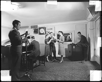 Russell Offhaus and others in WCOP studio