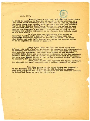 Memorandum Regarding Events of June 1945
