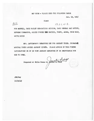 Cable from Justin Wolf to H. D. Maxwell