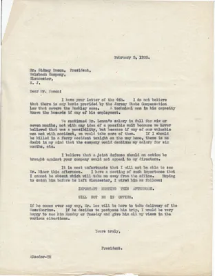Letters Sent to Sidney Mason, February 5, 1926