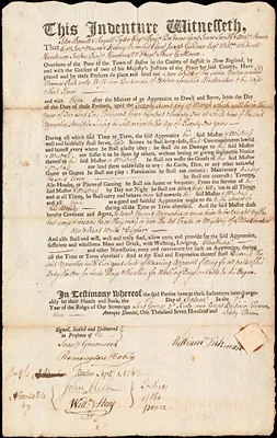 Thomas Peak indentured to apprentice with William Dickman of Boston, 1 September 1763