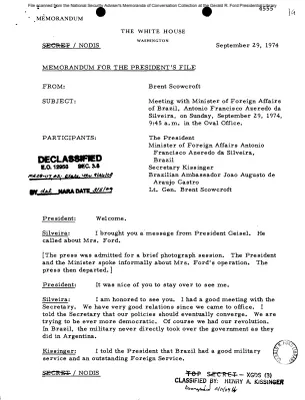 September 29, 1974 - Ford, Kissinger, Brazilian Foreign Minister Silveira