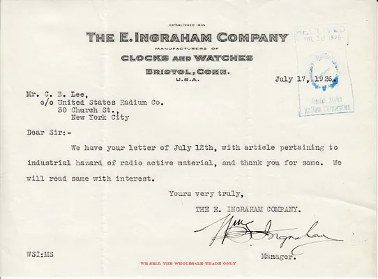 Letters Received to C.B. Lee, July 17, 1926