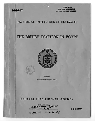 Central intelligence Agency, National Intelligence Estimate 44, The British Position in Egypt