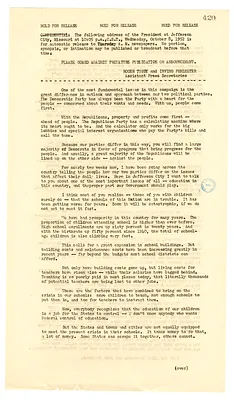 White House Press Release, Address of President Harry S. Truman