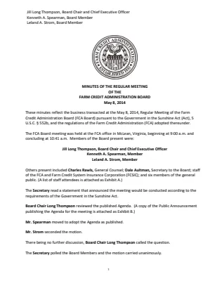 Board Meeting Minutes, May 2014