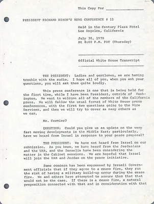 Presidential Press Conference #11 (July 30, 1970) (Set I)