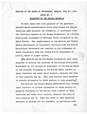 Meeting of the Heads of Government in Berlin, Annex No. 2, Statement on the Polish Question