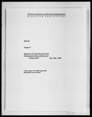 Registers of Letters Received and Endorsements Sent and Received: Volume 287