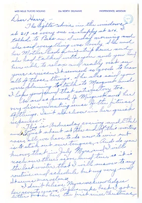 Letter from Nellie Noland to Harry S. Truman