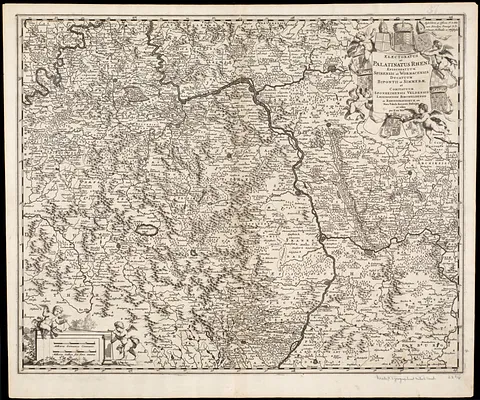 Electoratus et Palatinatus Rheni Episcopatuum Spirensis et Wormacensis ducatuum Bipontii et Simmerae et Comitatuum Sponheimensis Veldensis Leiningensis Bircofeldensis et Rhenograviorum etc. nova tabula accurate descriptia et edita
