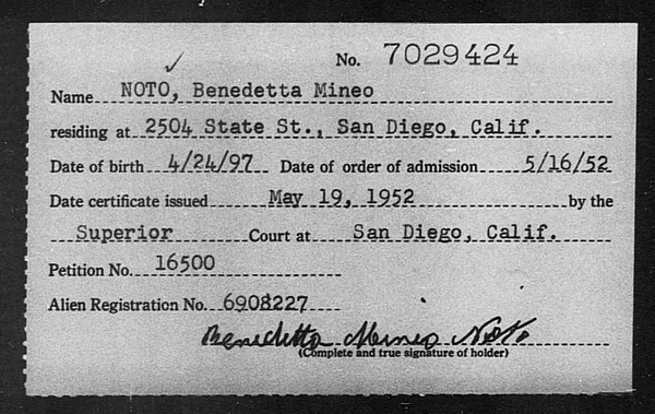 Noto, Benedetta Mineo - 1952