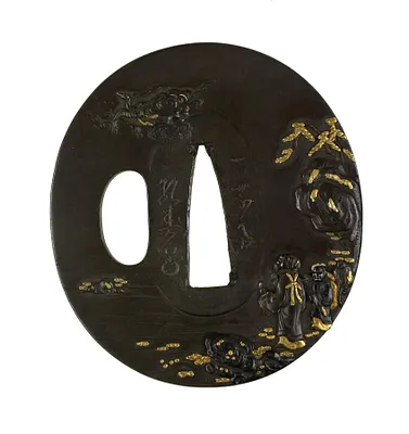 Tsuba with an Immortal Seeing a Flying Crane