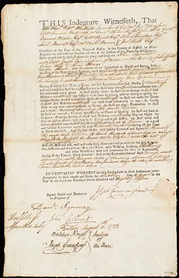 John Lasher indentured to apprentice with Joseph Cunningham of Boston, 6 August 1783
