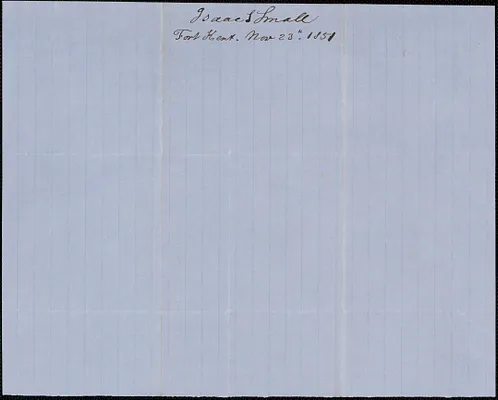 Isaac S. Small to Samuel Warner, 23 November 1851