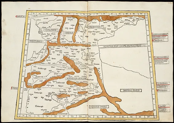 Tertia Asie tabula continet Colchide, Iberia, Albania :& maiorem Armenia