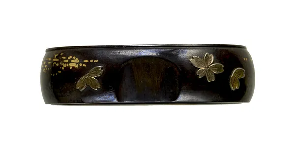 Fuchi with Cherry Blossoms and Petals