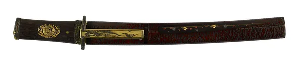Dagger (hamidashi) with a red and black lacquer saya worked as a branch (includes 51.1232.1 - 51.1232.5)