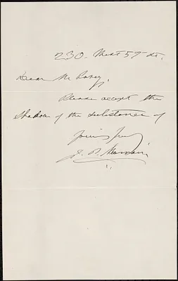 Letter from John Philip Newman, New York, to Darwin C. Pavey