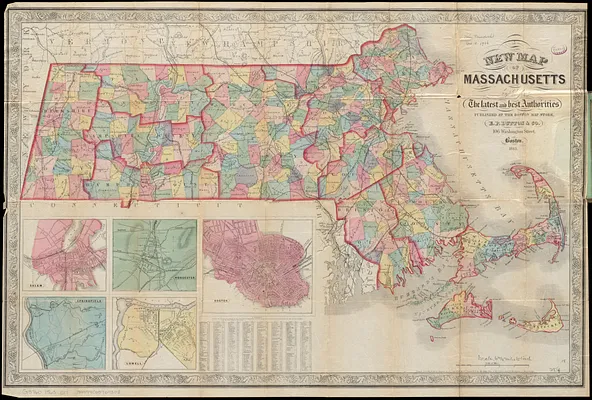 New map of Massachusetts compiled from the latest and best authorities