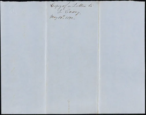 Copy of a letter from Samuel Warner to S. Carey, 10 May 1852