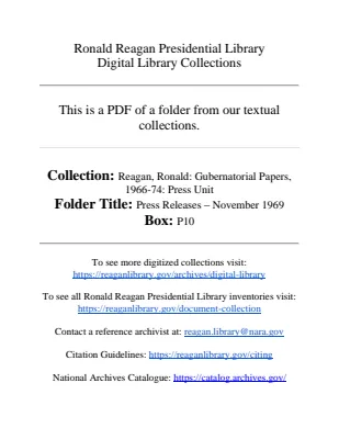 Press Releases - November 1969