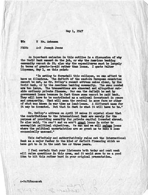 Memorandum from Joseph M. Jones to Dean Acheson