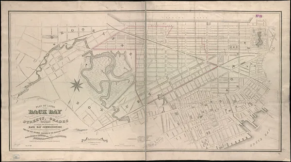 Plan of lands on the Back Bay belonging to the Boston Water Power Co., the Commonwealth and other parthies [i.e. parties], showing the system of streets, grades and sewers as laid out and recommended by the Back Bay Commissioners
