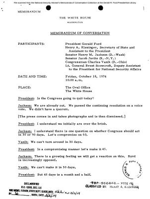October 18, 1974 - Ford, Kissinger, Senators Jackson and Javits, Representative Charles Vanik