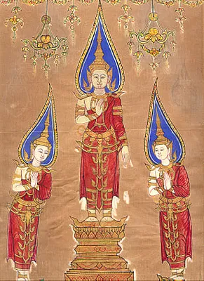 The Buddha with his disciples Sariputta and Moggalana